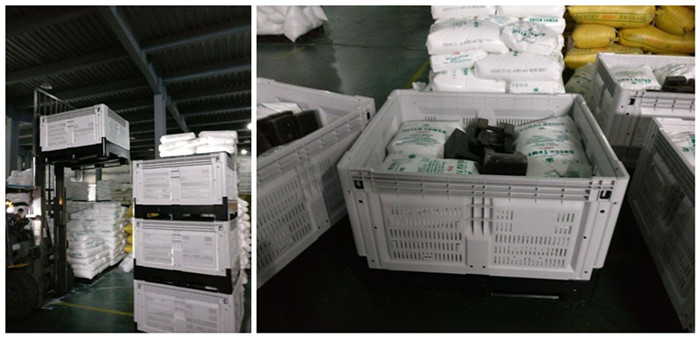 Heavy duty large volume food grade foldable plastic pallet box for vegetable