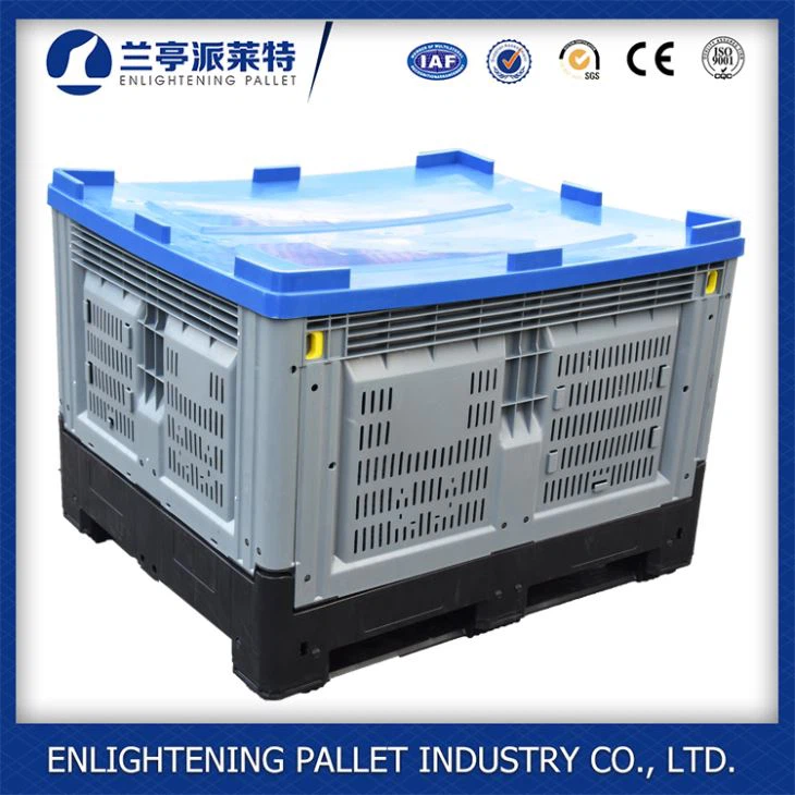 Hdpe Bulk Heavy Duty Satckable Large Vented Fruit Folding Plastic Pallet Bin