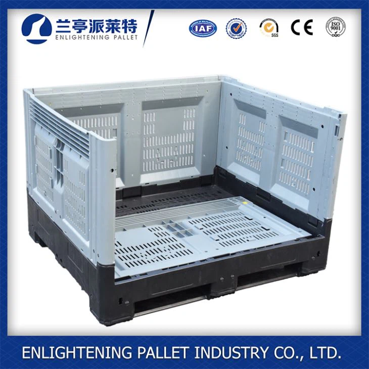 Hdpe Bulk Heavy Duty Satckable Large Vented Fruit Folding Plastic Pallet Bin