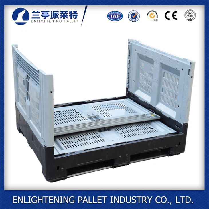 Hdpe Bulk Heavy Duty Satckable Large Vented Fruit Folding Plastic Pallet Bin
