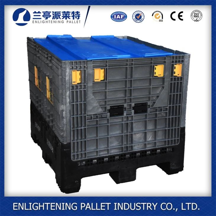 Wholesasle Solid Reusable Collapsible Plastic Pallet Box With Lid