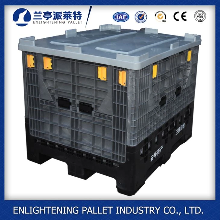 Wholesasle Solid Reusable Collapsible Plastic Pallet Box With Lid